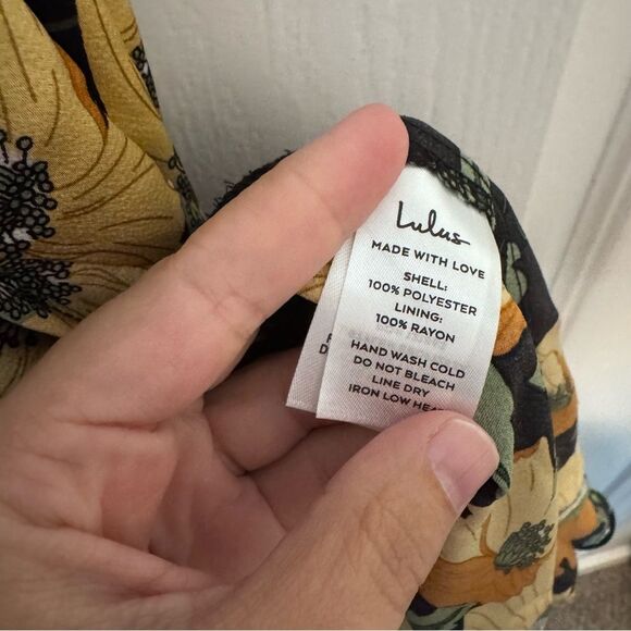 Lulus Perfectly Curated Black Floral Print Ruffled High-Low Wrap Dress NWT S - Picture 10 of 12